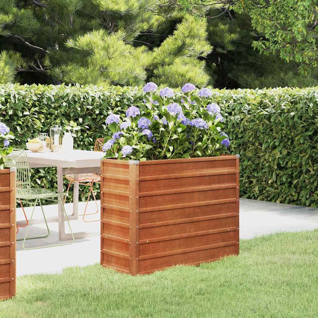 Letto Rialzato da Giardino Ruggine 100x40x77 cm Acciaio Corten vidaXL