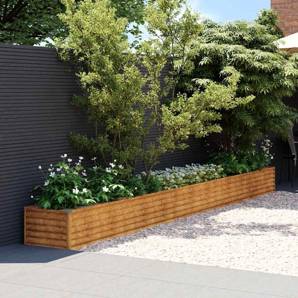 Letto rialzato da giardino 482x50x36 cm in acciaio Corten vidaXL