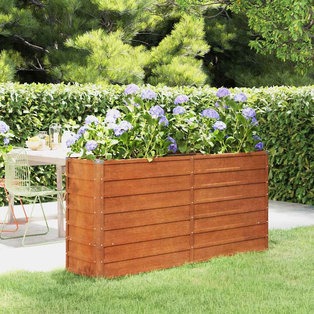 Letto Rialzato da Giardino Ruggine 160x40x77 cm Acciaio Corten vidaXL