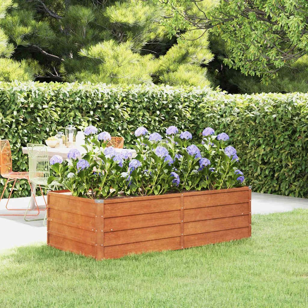 Letto Rialzato da Giardino Ruggine 160x80x45 cm Acciaio Corten vidaXL