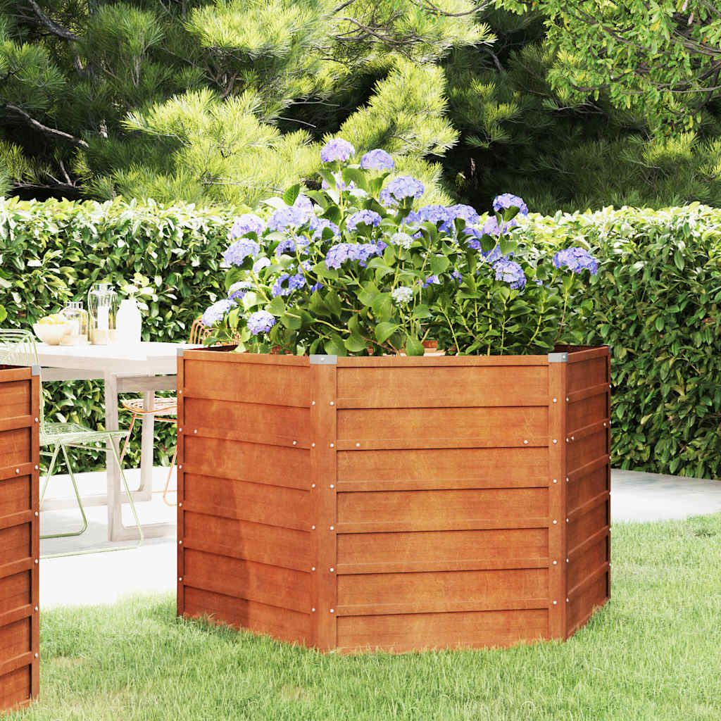 Letto Rialzato da Giardino Ruggine 129x129x77 cm Acciaio Corten vidaXL