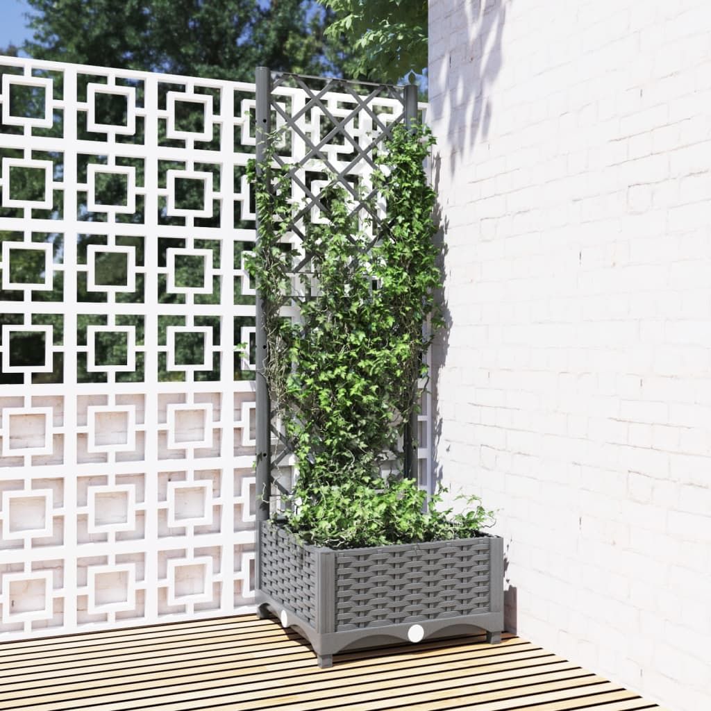 Fioriera da Giardino e Graticcio Grigio Chiaro 40x40x121,5cm PP vidaXL
