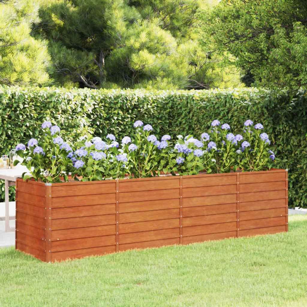 Letto Rialzato da Giardino Ruggine 320x80x77 cm Acciaio Corten vidaXL