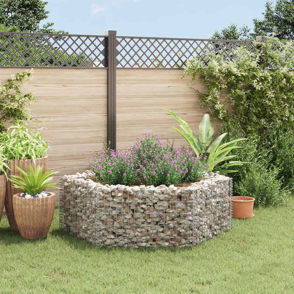 Gabbione Letto Rialzato da Giardino Esagonale 160x140x50 cm vidaXL
