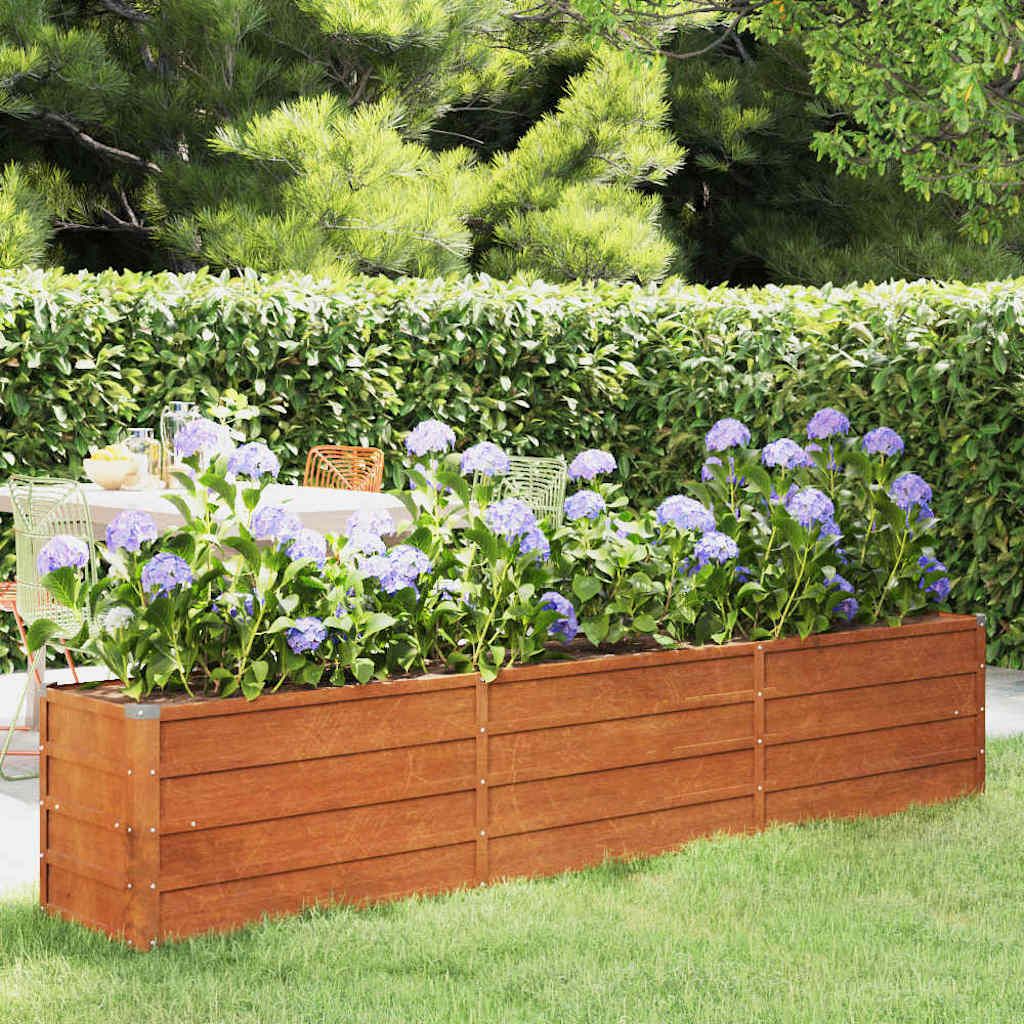 Letto Rialzato da Giardino Ruggine 240x40x45 cm Acciaio Corten vidaXL