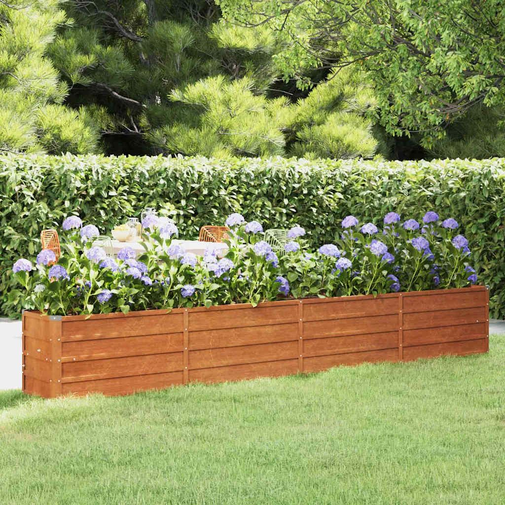 Letto Rialzato da Giardino Ruggine 320x40x45 cm Acciaio Corten vidaXL