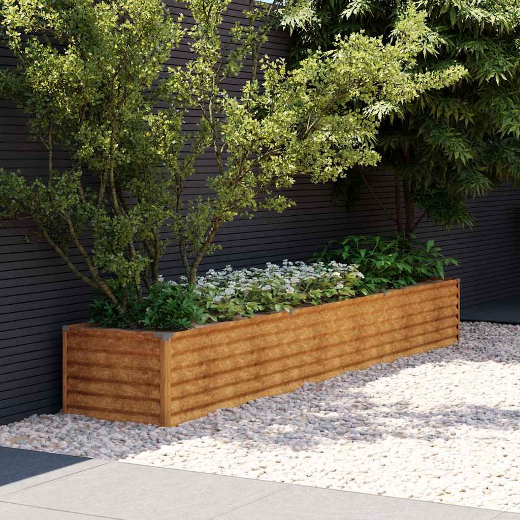 Letto rialzato da giardino 291x50x36 cm in acciaio Corten vidaXL