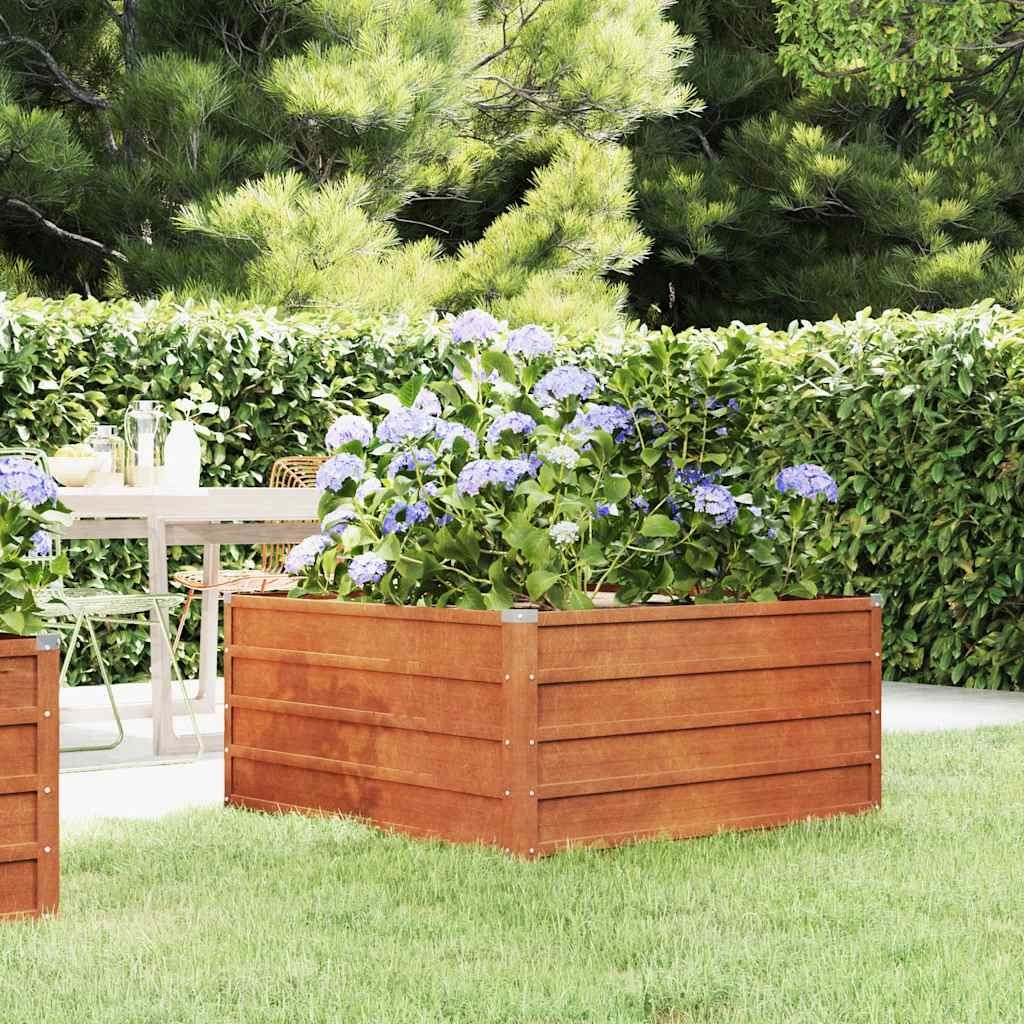 Letto Rialzato da Giardino Ruggine 100x100x45 cm Acciaio Corten vidaXL