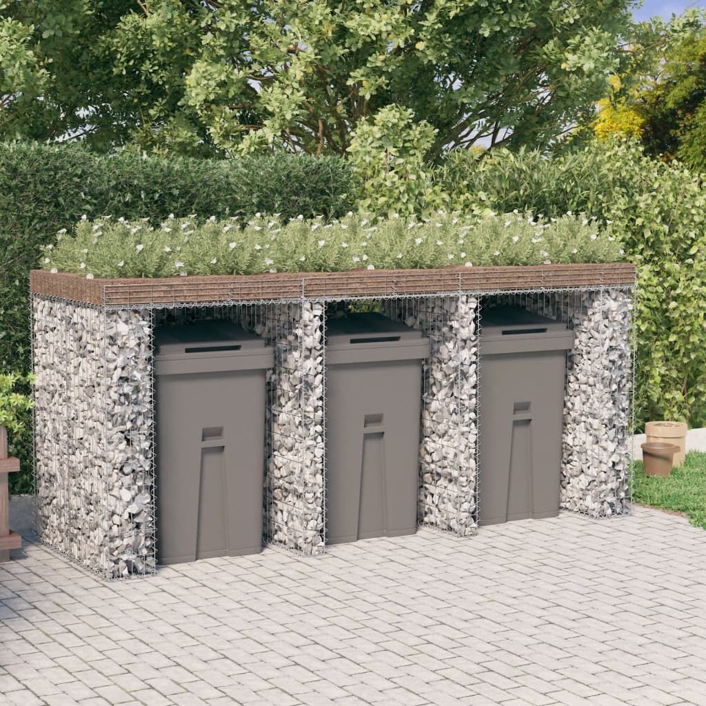 Parete Gabbioni Bidone Spazzatura 270x91x120 cm Ferro Zincato vidaXL