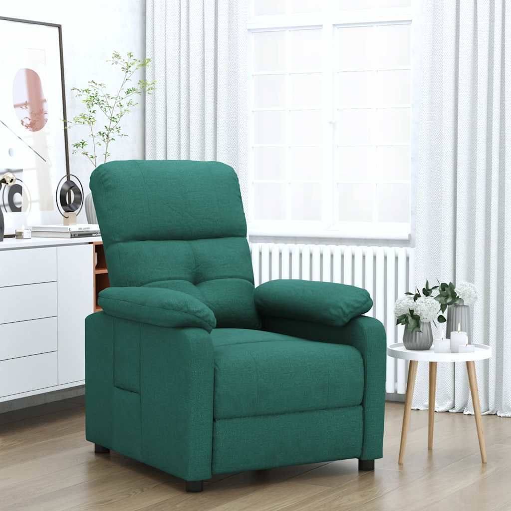 Poltrona Reclinabile in Tessuto Verde Scuro vidaXL