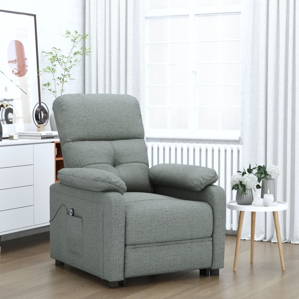 Poltrona Elettrica Reclinabile Grigio Scuro in Tessuto vidaXL