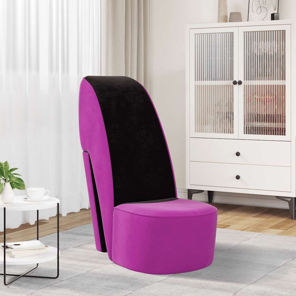 Poltrona a Forma di Scarpa con Tacco Alto in Velluto Viola vidaXL