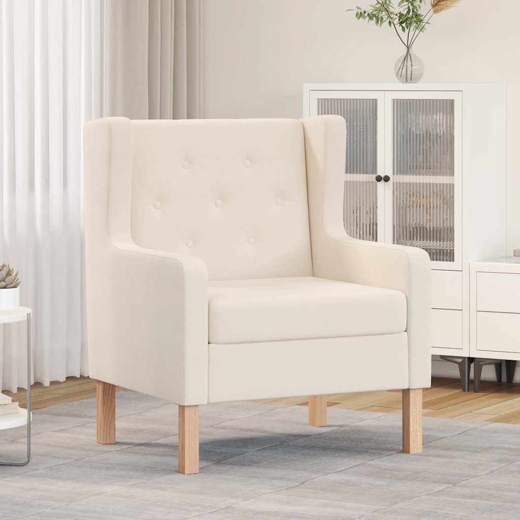 Poltrona Bianco Crema in Tessuto vidaXL