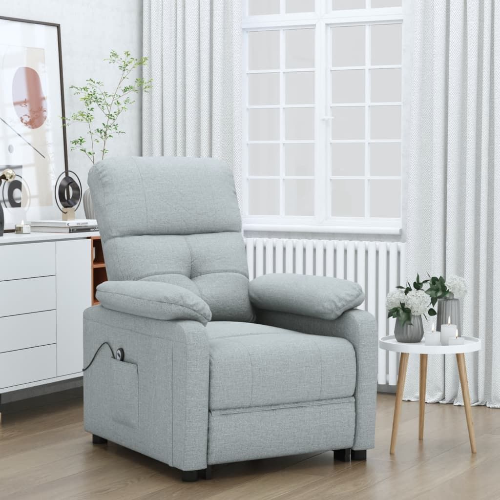 Poltrona Elettrica Reclinabile Grigio Chiaro in Tessuto vidaXL