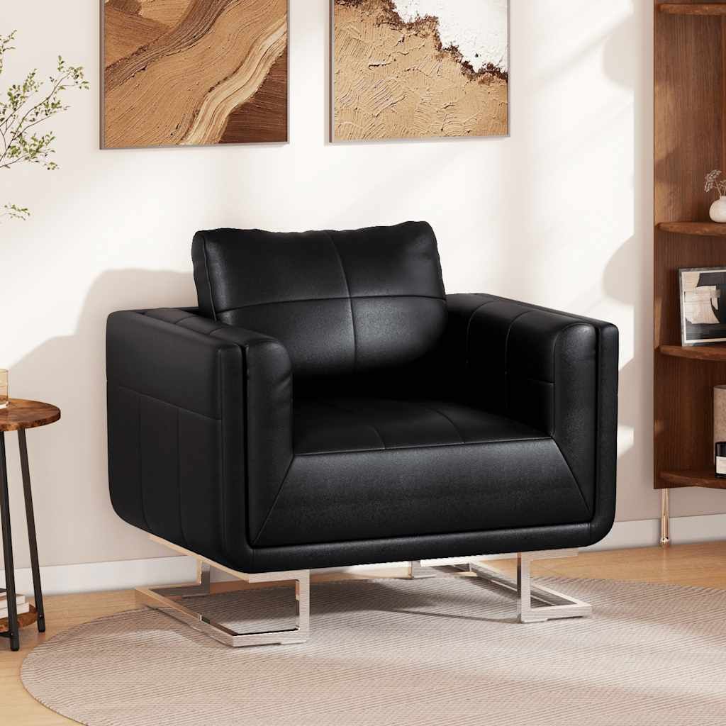 Poltrona a Pozzetto con Gambe Cromate Nera in Similpelle vidaXL