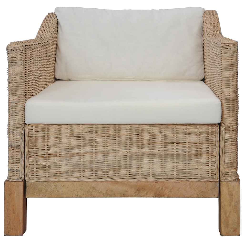 Poltrona con Cuscini in Rattan Naturale vidaXL