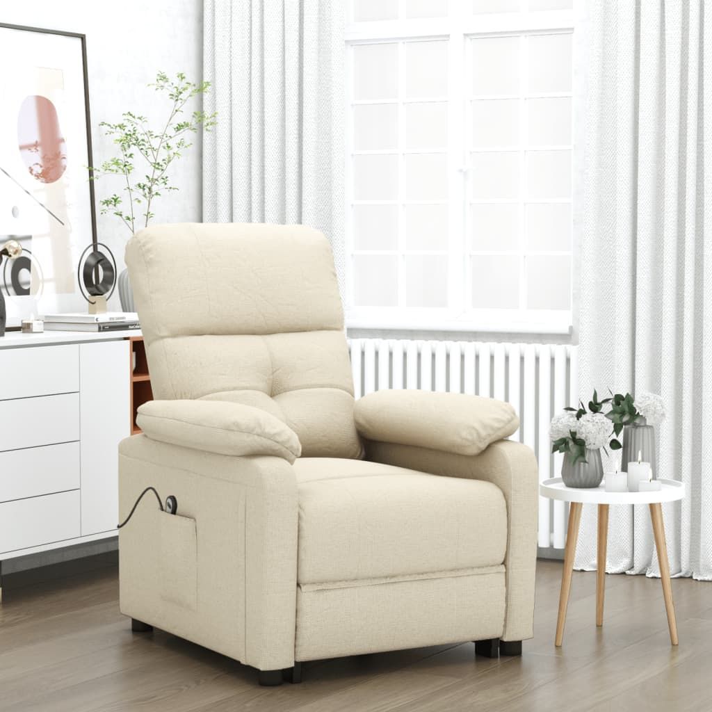 Poltrona Elettrica Reclinabile Crema in Tessuto vidaXL