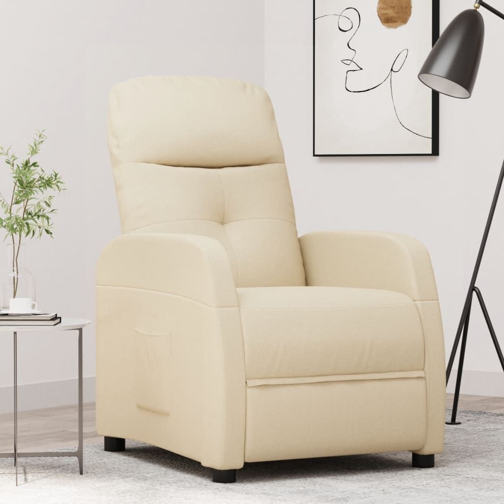 Poltrona Reclinabile in Tessuto Crema vidaXL