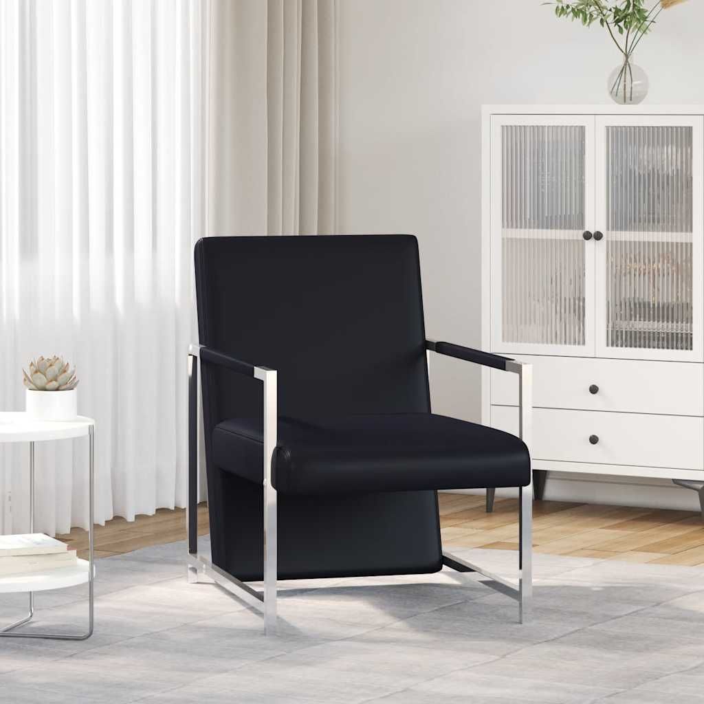 Poltrona con Gambe Cromate Nera in Similpelle vidaXL