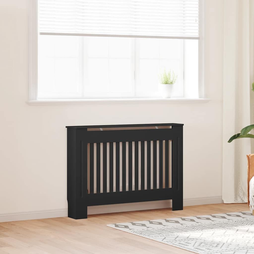 Copertura per Radiatore Nera 112x19x81,5 cm in Legno Multistrato vidaXL
