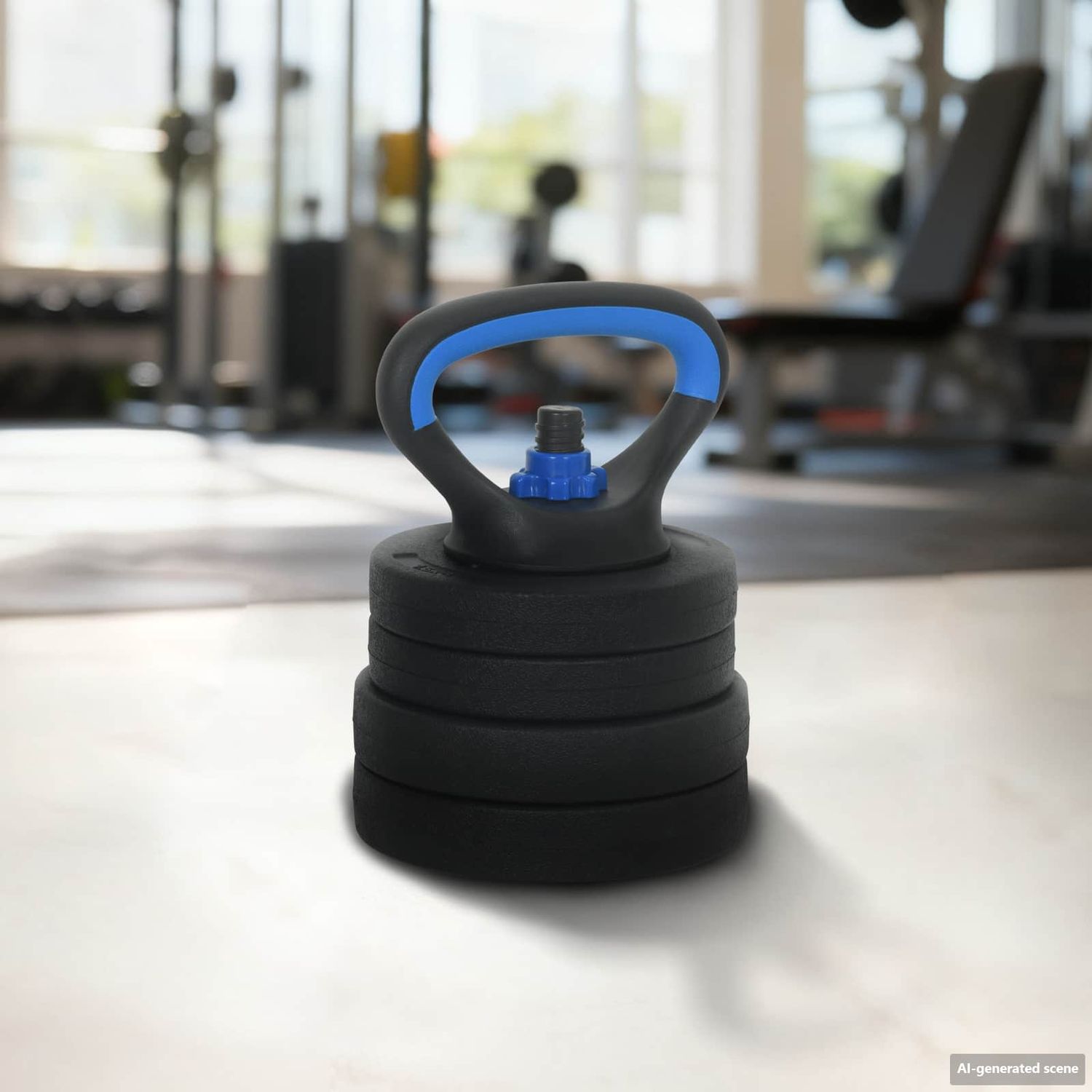 Set di manubri, bilanciere e kettlebell 4-in-1 20 kg Nero e Blu vidaXL