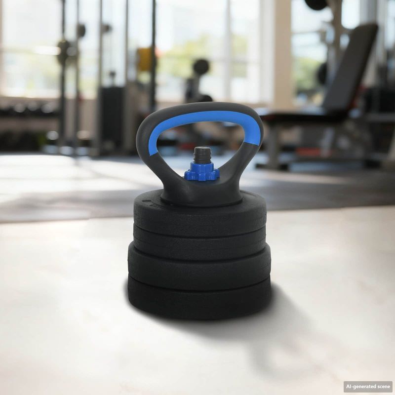 Set di manubri, bilanciere e kettlebell 4-in-1 20 kg Nero e Blu vidaXL