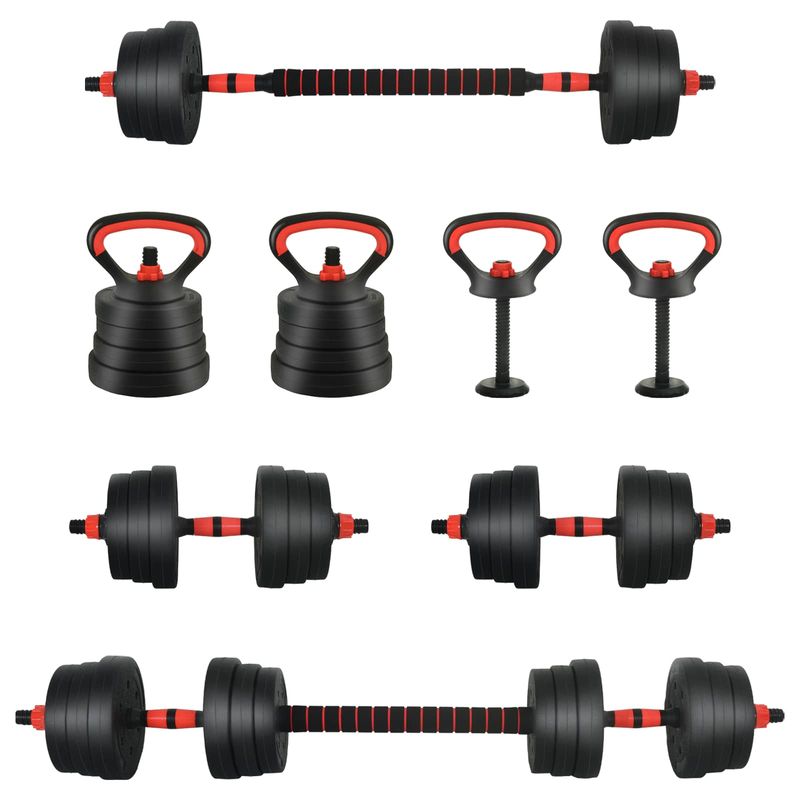 Set di manubri 4-in-1 20 kg Nero e Rosso vidaXL