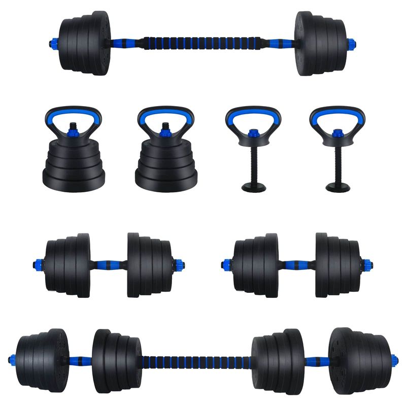 Set di manubri 4-in-1 30 kg Nero e Blu vidaXL