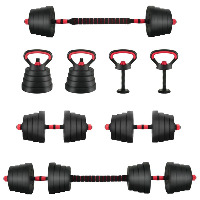 Set di manubri, bilancieri e kettlebell 4 in 1 30 kg vidaXL