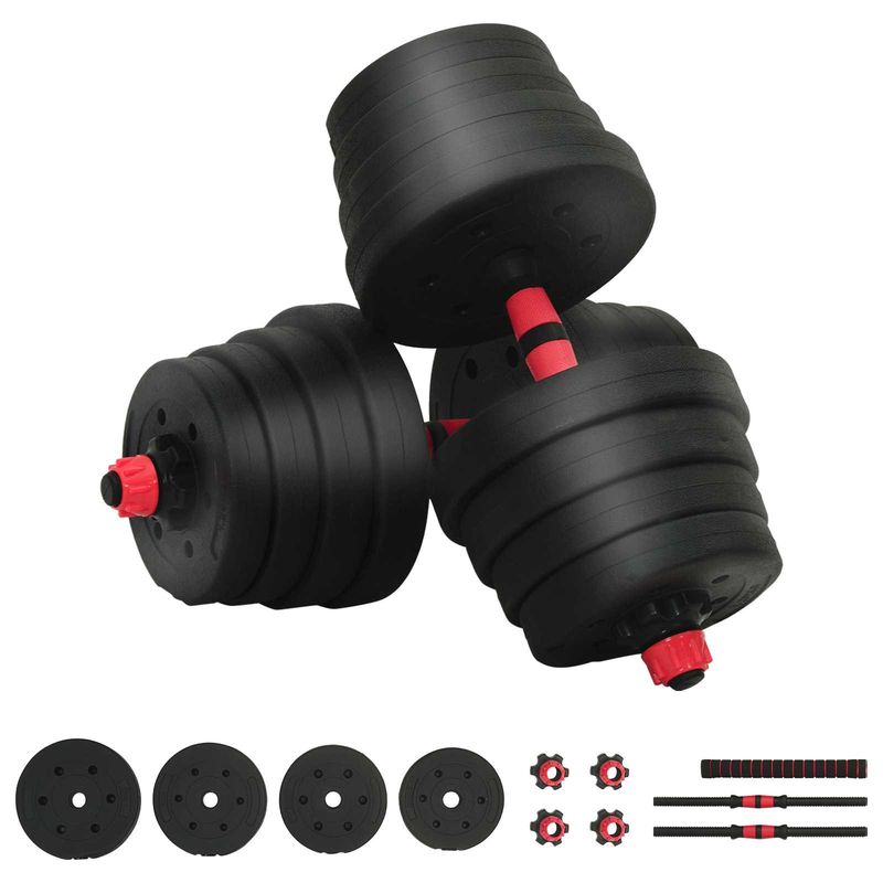 Set Manubri e Bilanciere 2-in-1 30 kg Nero e Rosso vidaXL