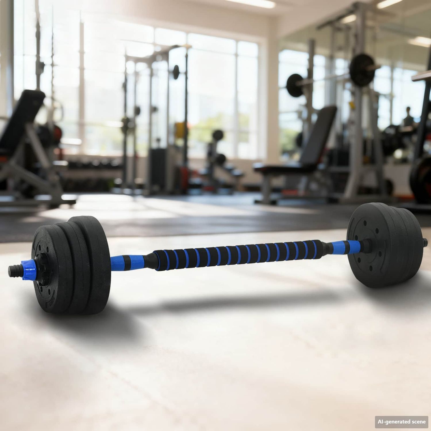 Set Manubri e Bilanciere 2-in-1 20 kg Nero e Blu vidaXL
