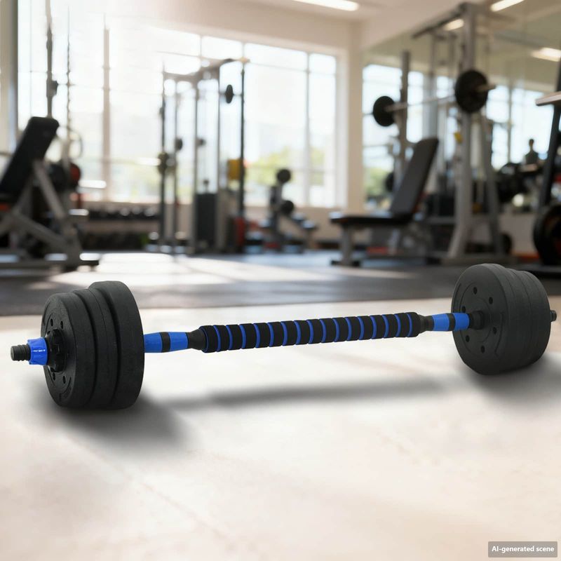 Set Manubri e Bilanciere 2-in-1 20 kg Nero e Blu vidaXL