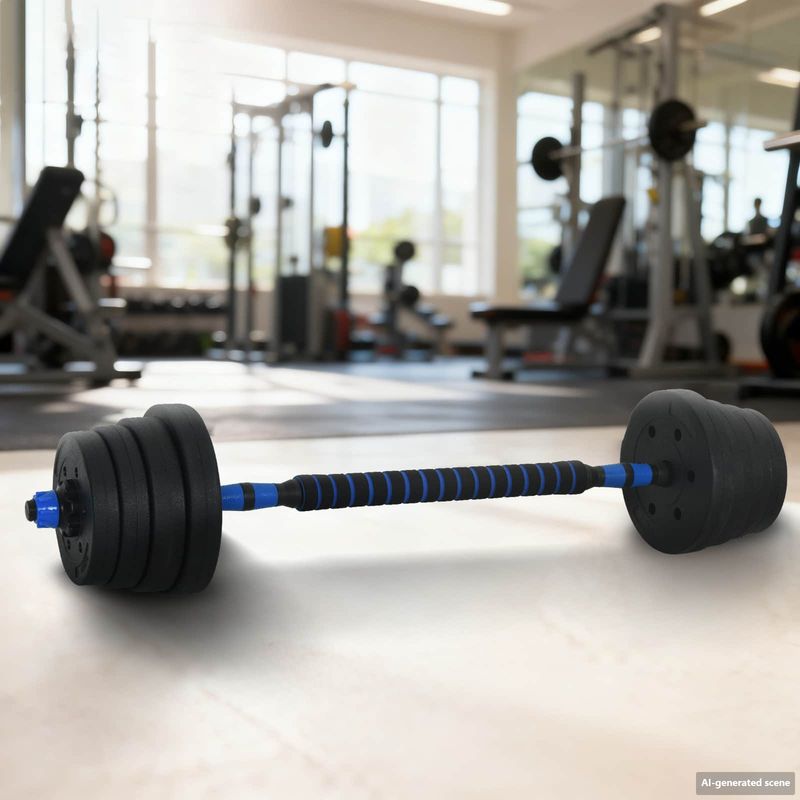 Set Manubri e Bilanciere 2-in-1 30 kg Nero e Blu vidaXL