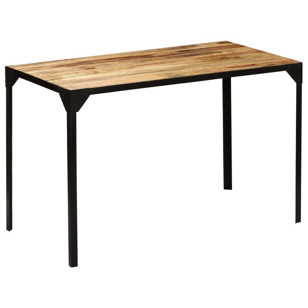Tavolo da Pranzo in Massello di Mango Grezzo e Acciaio 120 cm vidaXL