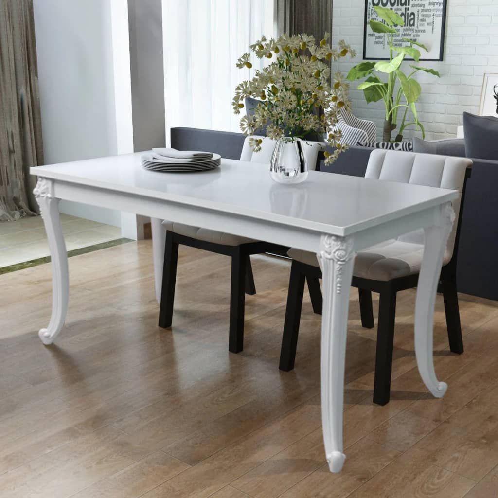 Tavolo da Pranzo 116x66x76 cm Bianco Lucido vidaXL