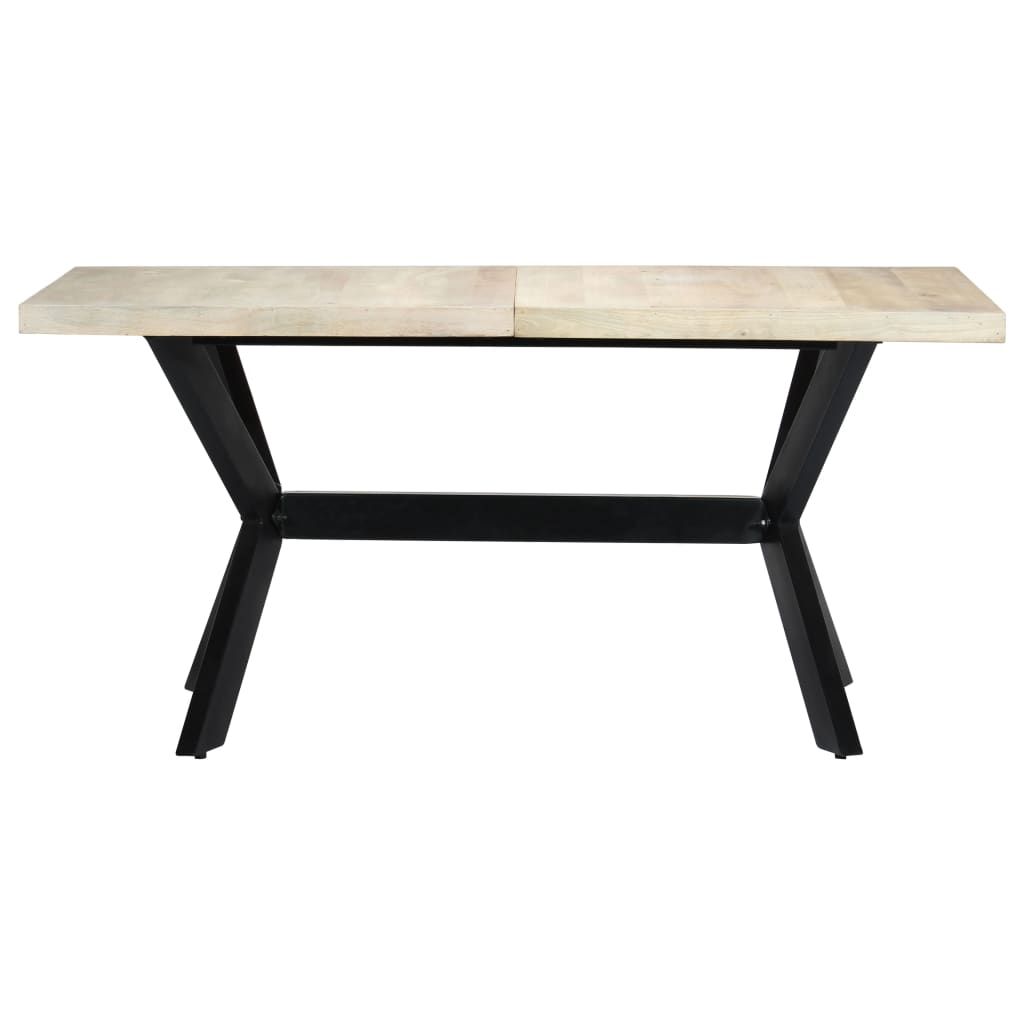 Tavolo da Pranzo Bianco 160x80x75 cm in Legno Massello di Mango vidaXL