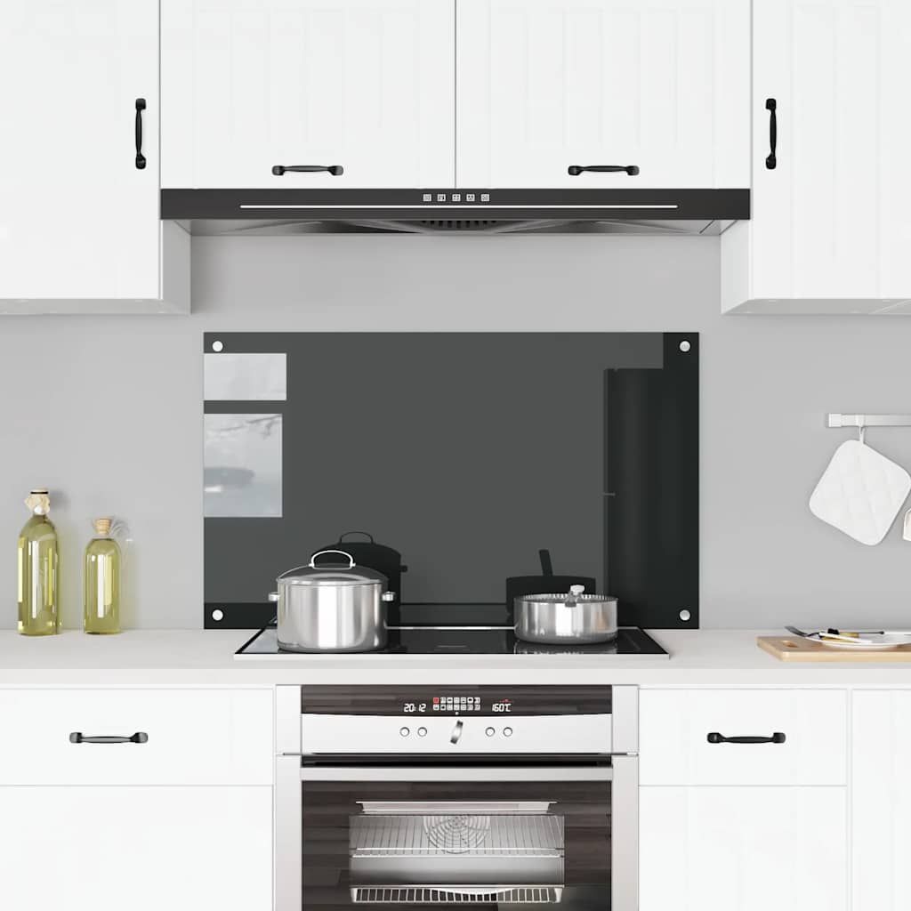 Paraschizzi per Cucina Nero 100x60 cm in Vetro Temperato vidaXL