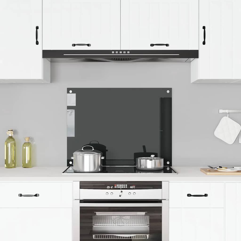 Paraschizzi per Cucina Nero 80x60 cm in Vetro Temperato vidaXL