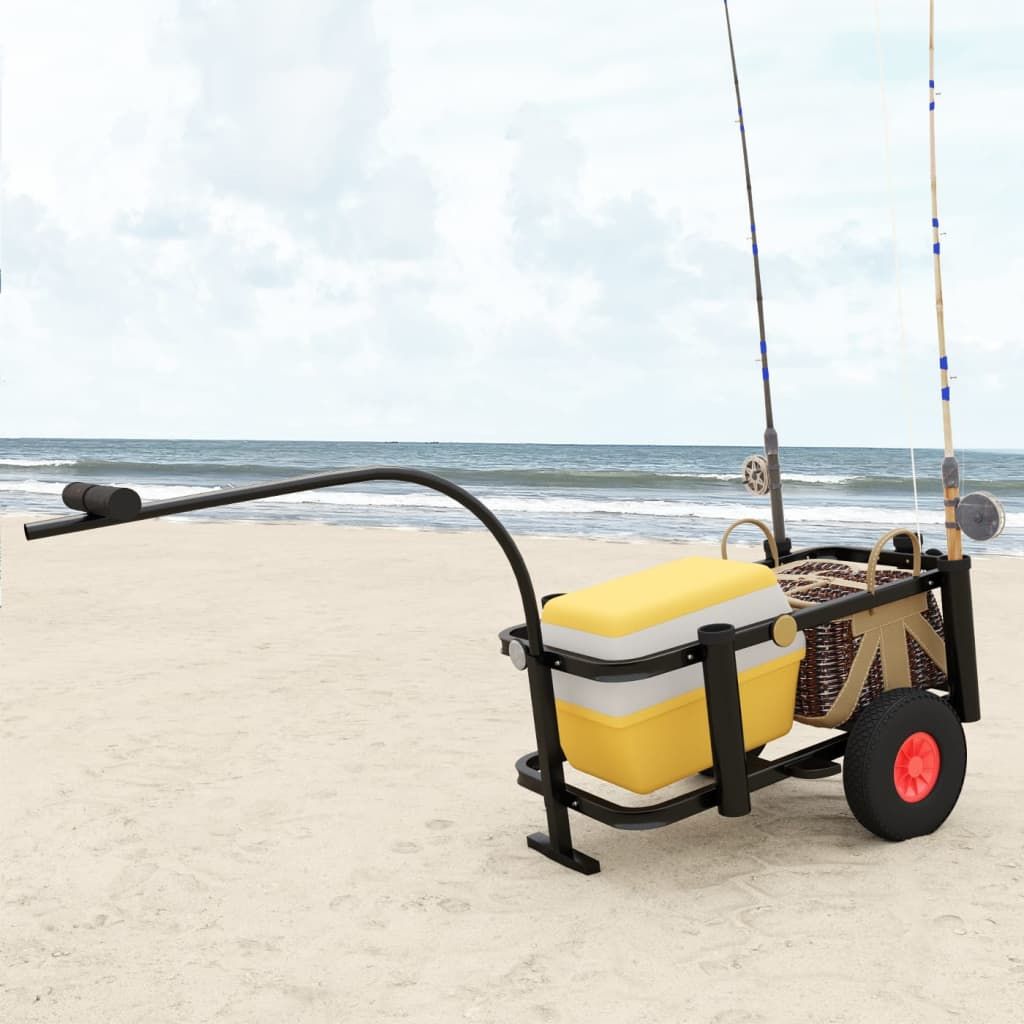 Carrello da Pesca Acciaio Nero vidaXL