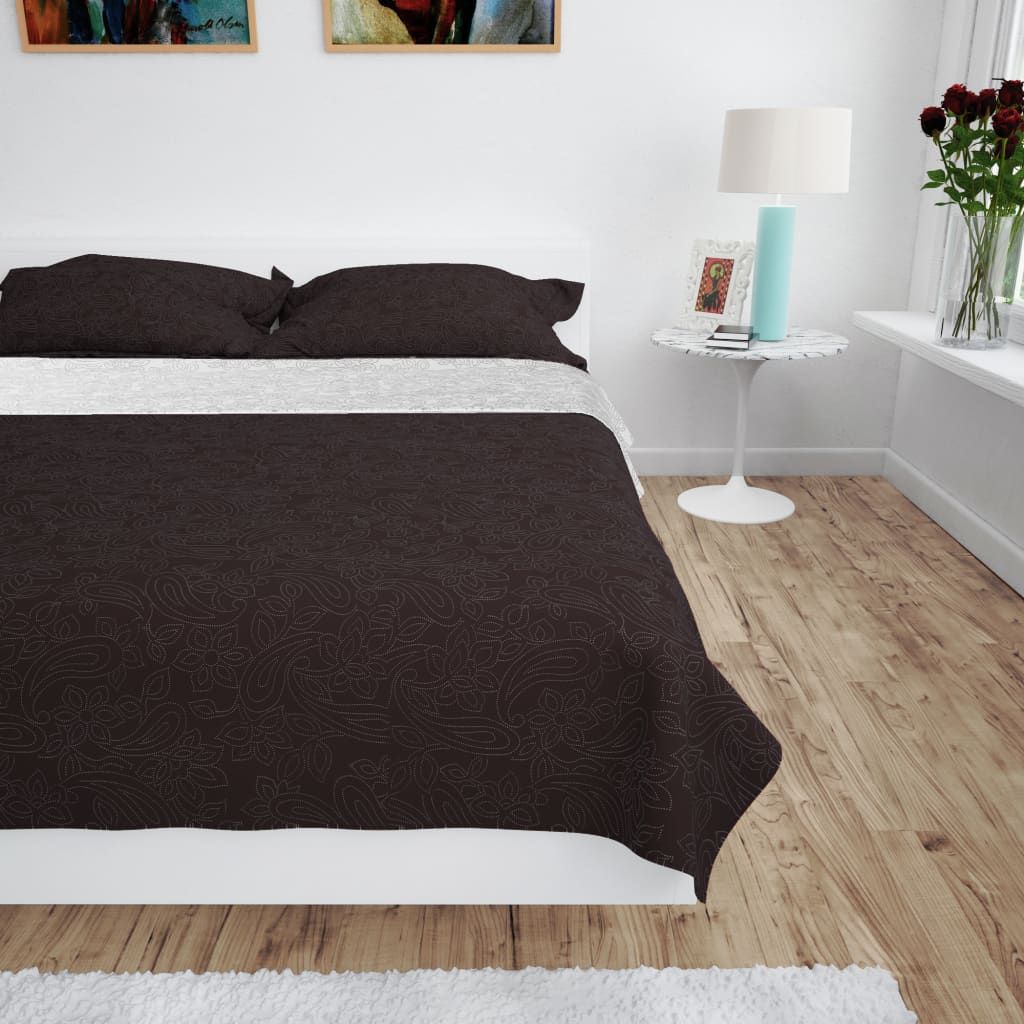 Copriletto Double-Face Trapuntato 230x260 cm Crema e Marrone vidaXL