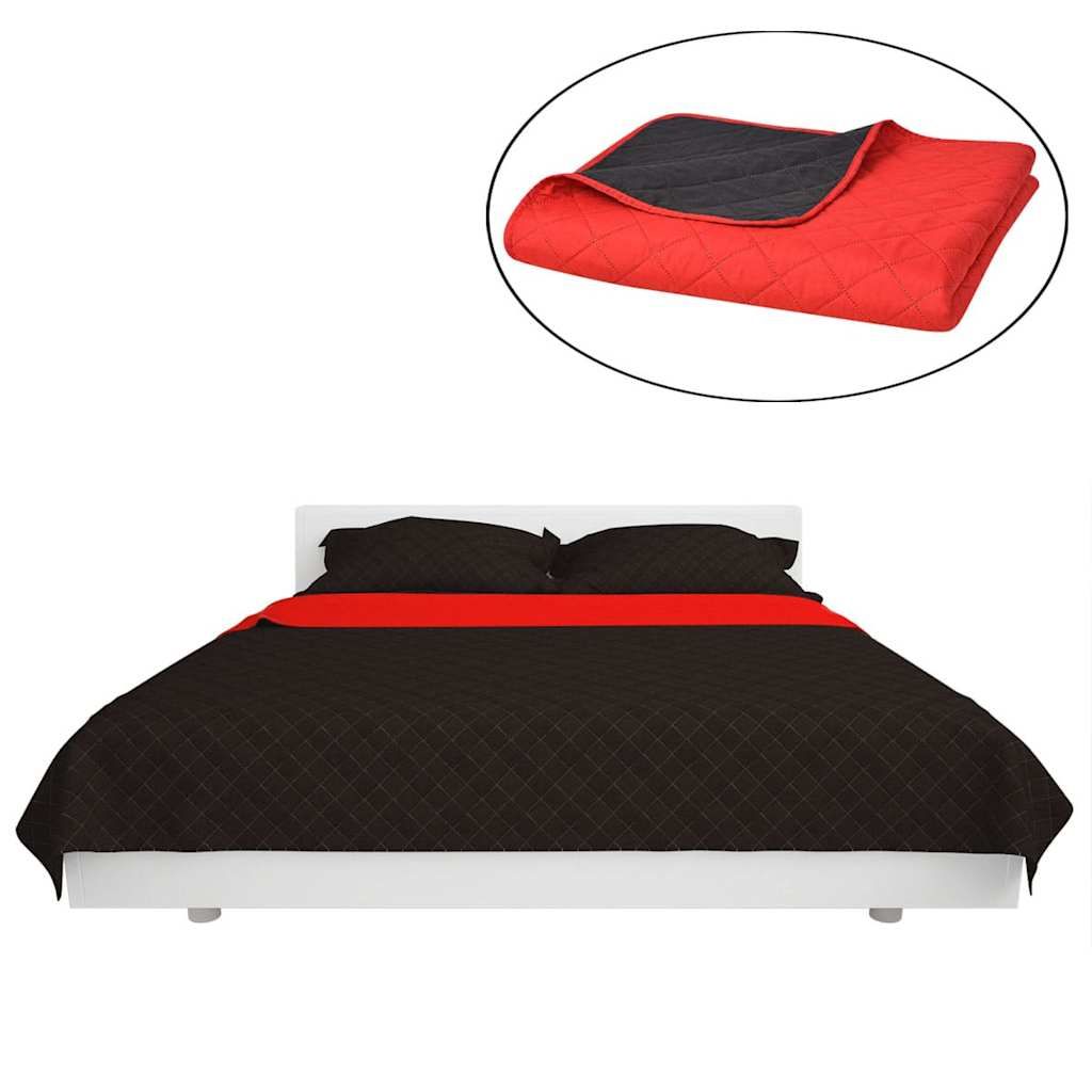 Copriletto Double-Face Trapuntato Rosso e Nero 170x210 cm vidaXL