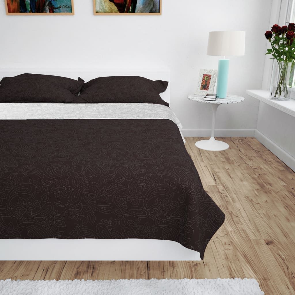 Copriletto Double-Face Trapuntato 220x240 cm Crema e Marrone vidaXL