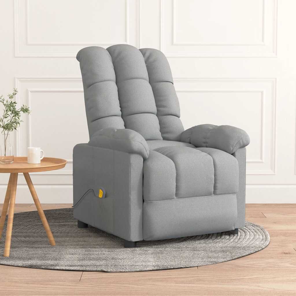 Poltrona Massaggiante in Tessuto Grigio Chiaro vidaXL