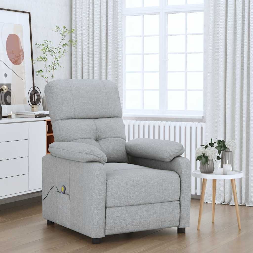 Poltrona Massaggiante in Tessuto Grigio Chiaro vidaXL