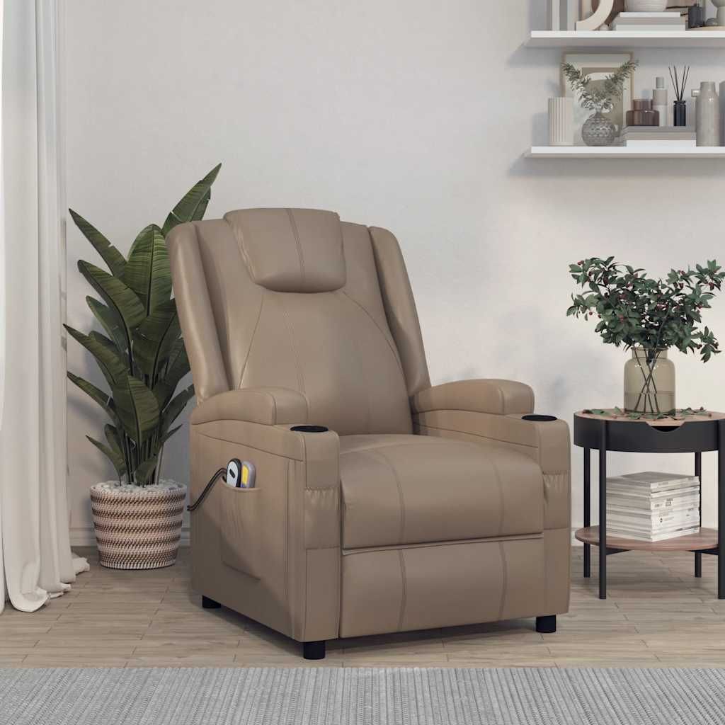 Poltrona Massaggio Elettrica Cappuccino Similpelle vidaXL