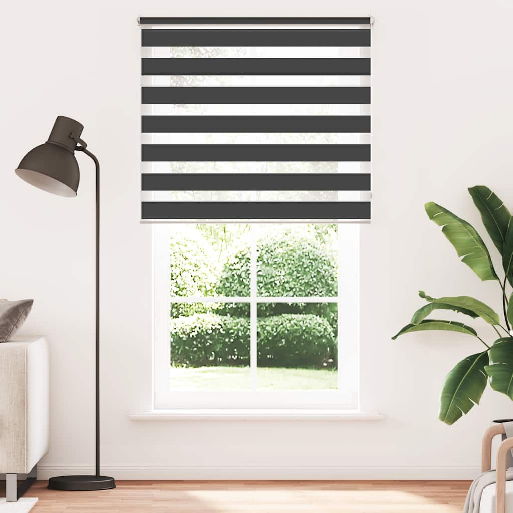 Tenda a rullo zebra 120,9x230 cm Tessuto Larghezza 116,7 cm nero vidaXL