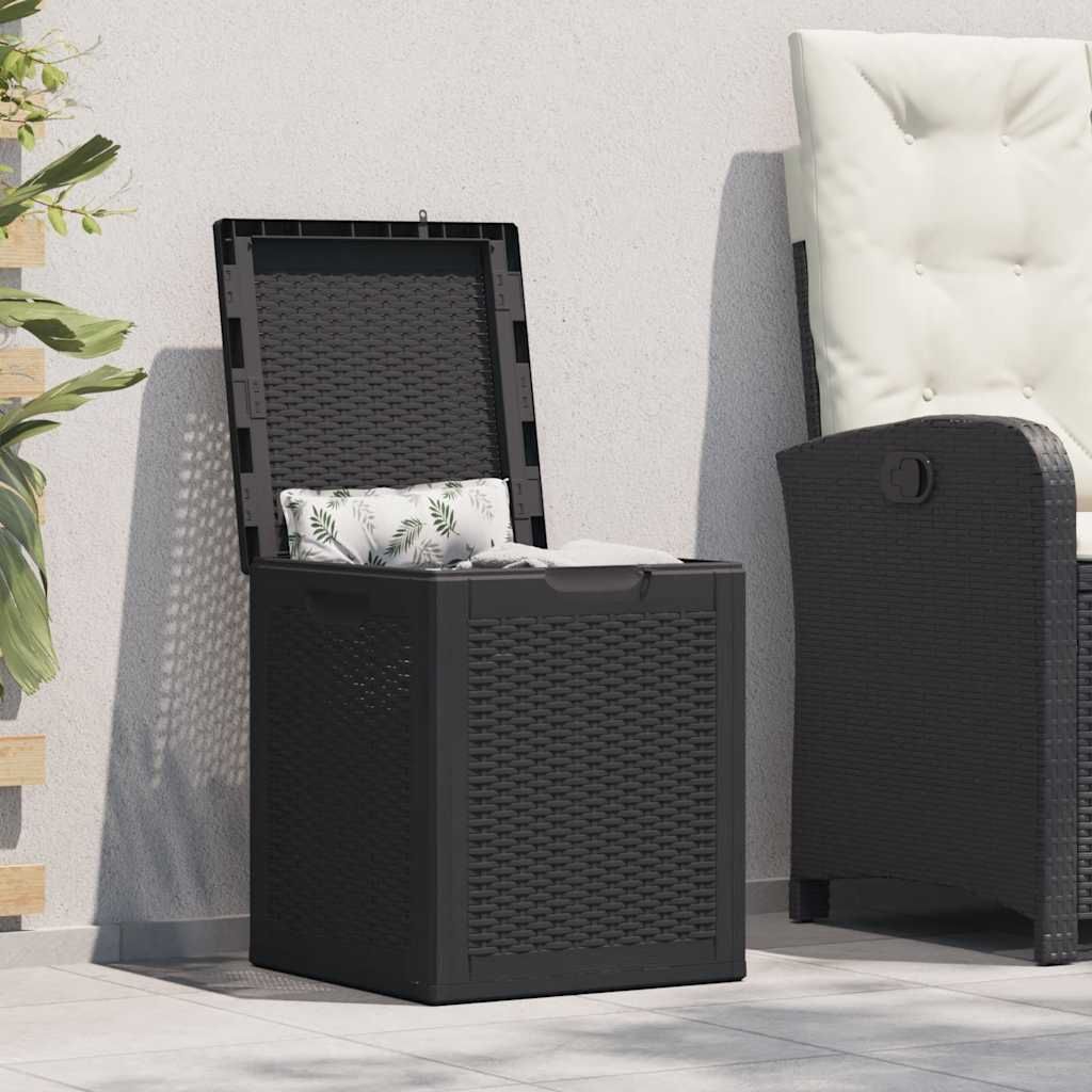 Baule da Giardino 90 L Nero in Rattan PP vidaXL