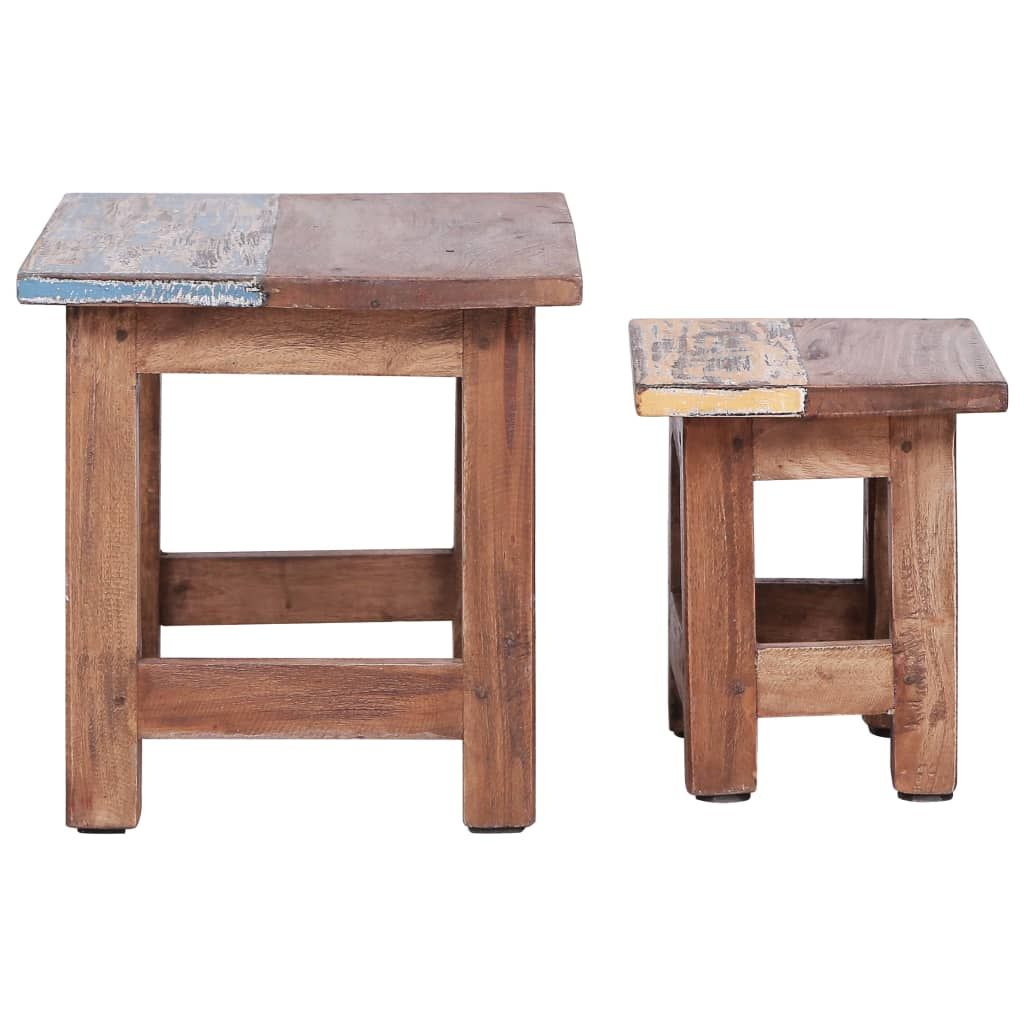 Tavolini Impilabili 2 pz in Legno Massello di Mogano vidaXL