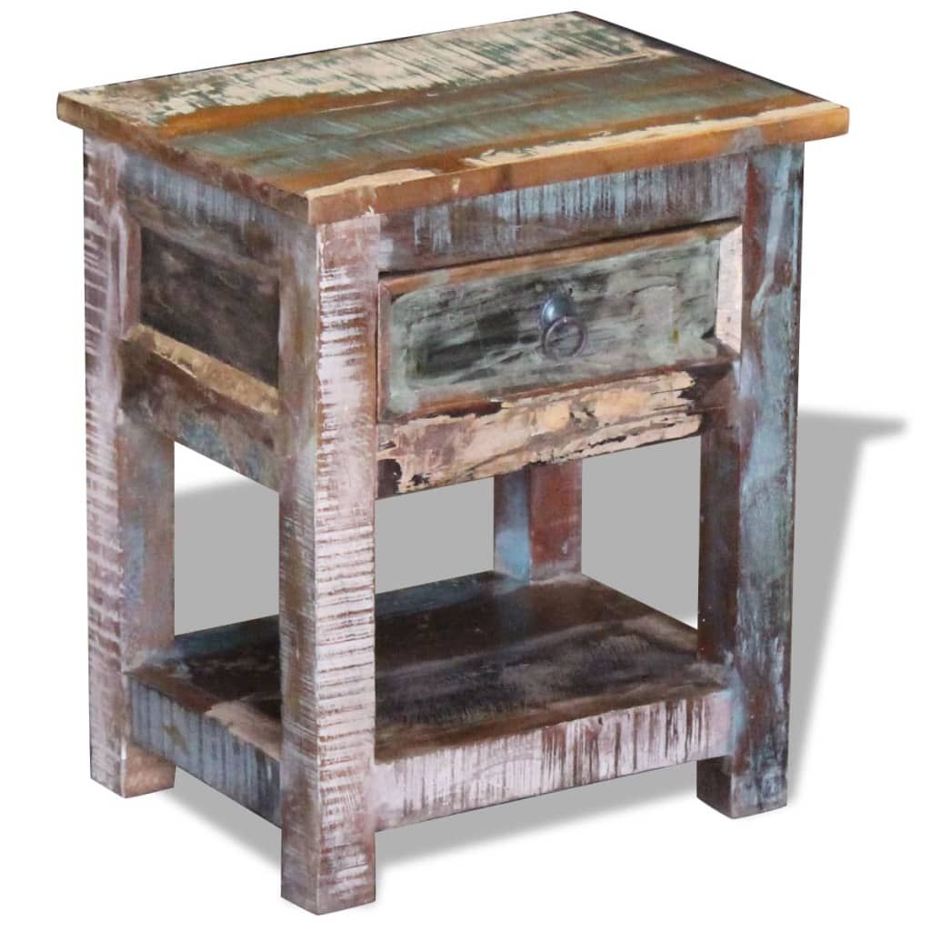 Tavolino con 1 Cassetto Legno Massello di Recupero 43x33x51 cm vidaXL