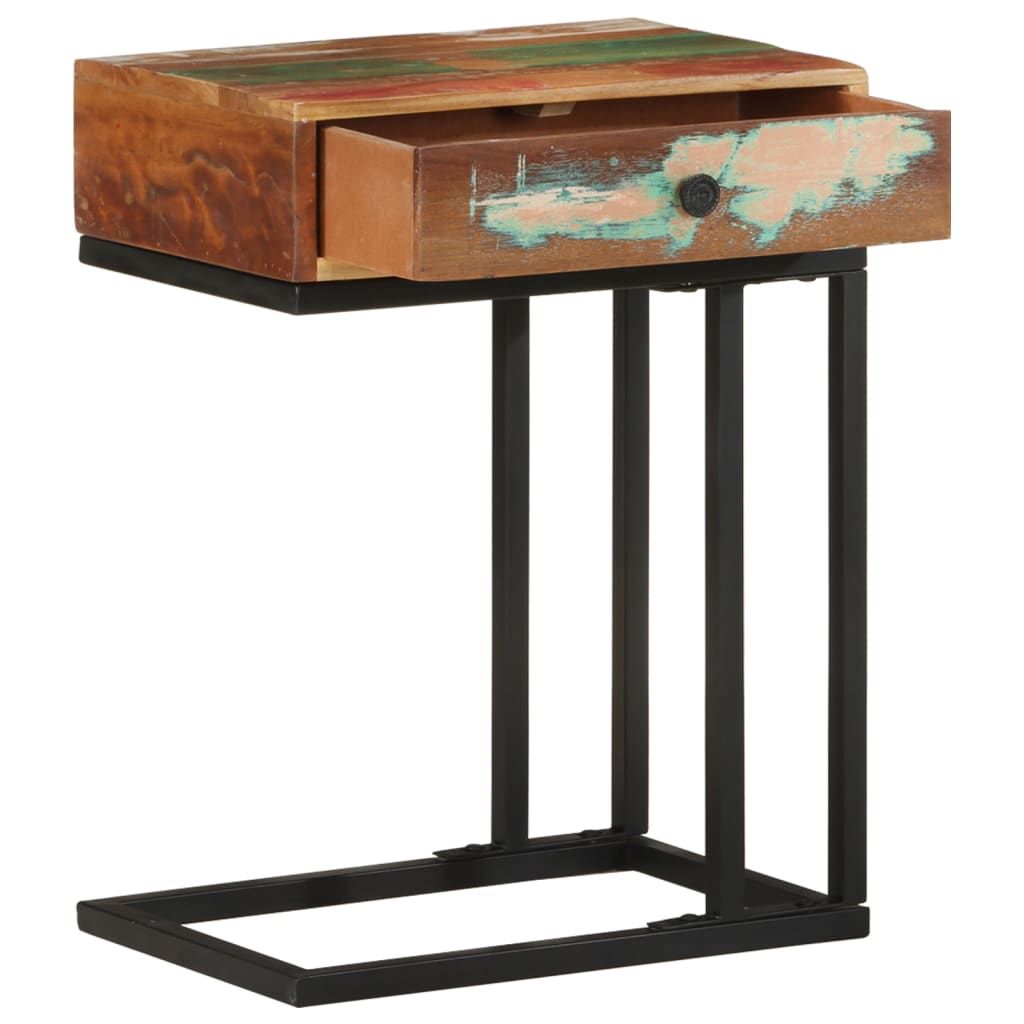 Tavolino Laterale a Forma di U 45x30x61 cm in Legno di Recupero vidaXL